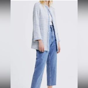 Zara Tweed Blazer / Jacket Blue Sz-Sm